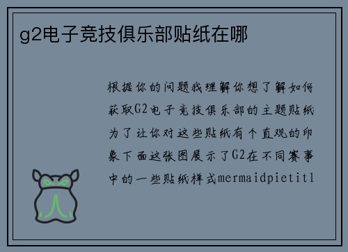 g2电子竞技俱乐部贴纸在哪